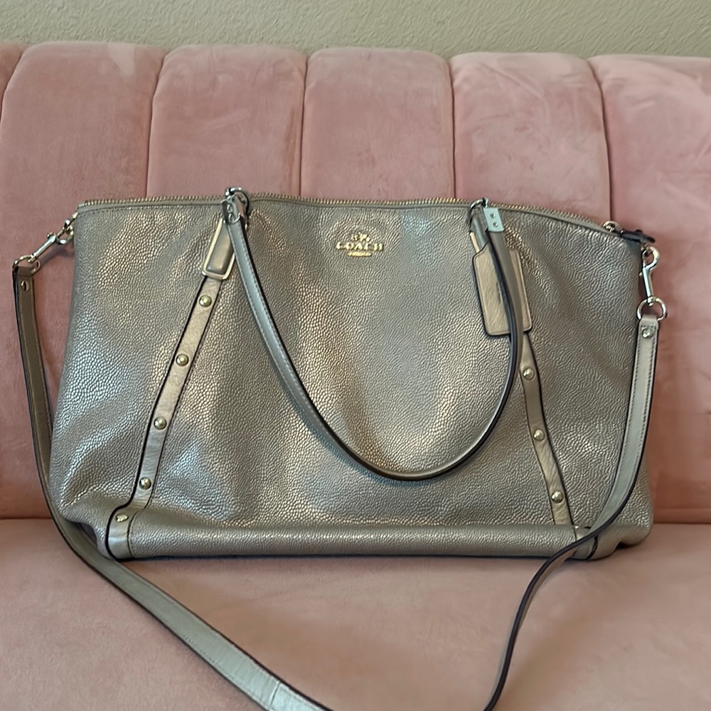 Leather coach tote